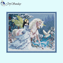 Load image into Gallery viewer, Elf Princess with Unicorn Cross Stitch Kit - AIMDIY