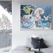 Load image into Gallery viewer, Elf Princess with Unicorn Cross Stitch Kit - AIMDIY