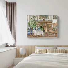 Load image into Gallery viewer, Fireside Still Life Cross Stitch Kit - Cozy DIY Embroidery Set for Adults (Pattern & Thread)