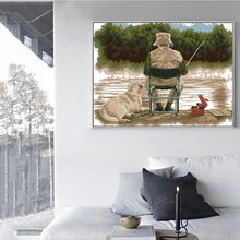 Load image into Gallery viewer, Fishing Character Count Printed Cross Stitch Kit - AIMDIY