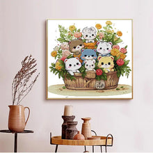 Load image into Gallery viewer, Flower Basket Cat Animal Cross Stitch Kit - AIMDIY