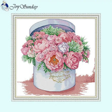 Load image into Gallery viewer, Cross Stitch Small Flowers Bucket - AIMDIY