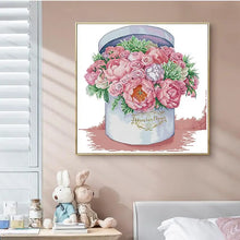 Load image into Gallery viewer, Cross Stitch Small Flowers Bucket - AIMDIY