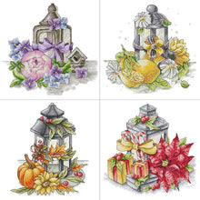 Load image into Gallery viewer, DIY Floral Pattern Cross Stitch Kit Flowers and Horse Lamps - AIMDIY
