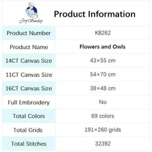 Load image into Gallery viewer, Flowers and Owls DIY Cartoon Cross Stitch Embroidery Kits - AIMDIY