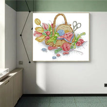 Load image into Gallery viewer, Flowers and Sewing Accessories Patterns 14CT