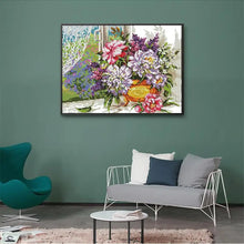 Load image into Gallery viewer, Flowers on Window Sill DIY Flowers Pattern Cross Stitch Needlework Kits - AIMDIY