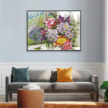 Load image into Gallery viewer, Flowers on Window Sill DIY Flowers Pattern Cross Stitch Needlework Kits - AIMDIY