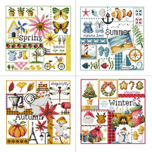 Load image into Gallery viewer, 14CT Four Seasons Cartoon Pattern Cross Stitch Kit - AIMDIY