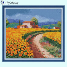 Load image into Gallery viewer, Garden Cottage Floral Cross Stitch Embroidery Kits - AIMDIY