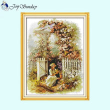 Load image into Gallery viewer, Garden Girl Joy Sunday Stamped Cross Stitch - AIMDIY