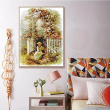 Load image into Gallery viewer, Garden Girl Joy Sunday Stamped Cross Stitch - AIMDIY