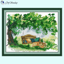 Load image into Gallery viewer, Garden Swing - DIY Scenery Cross Stitch Set - AIMDIY