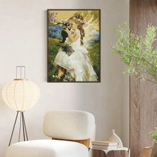 Load image into Gallery viewer, Girl Holding Cat Character Pattern Cross Stitch Kits - AIMDIY