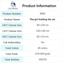 Load image into Gallery viewer, Girl Holding Cat Character Pattern Cross Stitch Kits - AIMDIY