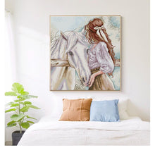 Load image into Gallery viewer, Girl with Horse Pattern Cross Stitch Kit Needlework - AIMDIY