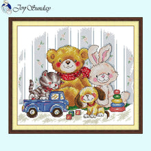 Load image into Gallery viewer, Good Friends DIY Cartoon Animal Patterns Bear Rabbit Dog Cat Cross Stitch Kit - AIMDIY