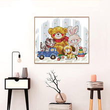 Load image into Gallery viewer, Good Friends DIY Cartoon Animal Patterns Bear Rabbit Dog Cat Cross Stitch Kit - AIMDIY