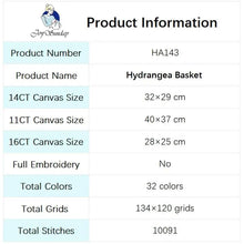 Load image into Gallery viewer, Hydrangea Basket - Joy Sunday Cross Stitch