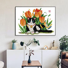 Load image into Gallery viewer, Tulips and Cat - AIMDIY