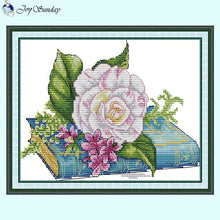 Load image into Gallery viewer, Joy Sunday Book and Roses Cross Stitch Kit - AIMDIY