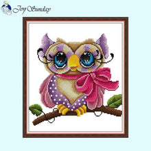 Load image into Gallery viewer, Joy Sunday Owl Animal Patterns Cross Stitch Kit - AIMDIY