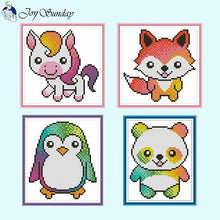 Load image into Gallery viewer, Joy Sunday Cartoon Rainbow Animal Pattern 11CT Cross Stitch - AIMDIY