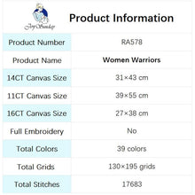 Load image into Gallery viewer, Joy Sunday Character Pattern Female Warrior Cross Stitch Kit - AIMDIY