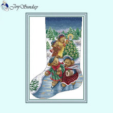 Load image into Gallery viewer, Joy Sunday Christmas Stocking Cross Stitch Kit - AIMDIY