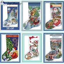Load image into Gallery viewer, Joy Sunday Christmas Stocking Cross Stitch Kit - AIMDIY