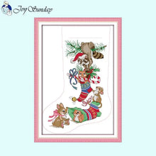 Load image into Gallery viewer, Joy Sunday Christmas Stocking Cross Stitch Kit - AIMDIY