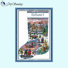 Load image into Gallery viewer, Joy Sunday Christmas Stocking Cross Stitch Kit - AIMDIY