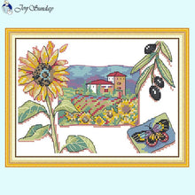 Load image into Gallery viewer, Floral Pattern Sunflower Cross Stitch Kit - AIMDIY