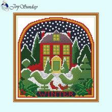 Load image into Gallery viewer, Four Seasons Cottage Embroidery Kit - Landscape Scene Needlecraft Set