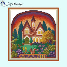 Load image into Gallery viewer, Four Seasons Cottage Embroidery Kit - Landscape Scene Needlecraft Set