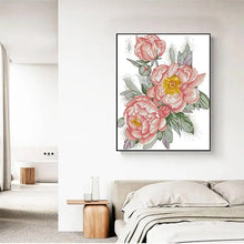 Load image into Gallery viewer, Peony Flower Pattern Cross Stitch Kit