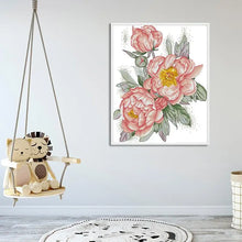 Load image into Gallery viewer, Peony Flower Pattern Cross Stitch Kit