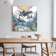 Load image into Gallery viewer, Dolphin Pattern Joy Sunday Stamped Cross Stitch Kit - AIMDIY