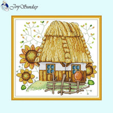 Load image into Gallery viewer, Joy Sunday Sunflower Cabin Pattern Cross Stitch Kit - AIMDIY