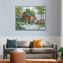 Load image into Gallery viewer, Water Mill Scenery Printed Cross Stitch Kit - AIMDIY