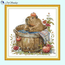 Load image into Gallery viewer, Groundhog Cartoon Animal Pattern Cross Stitch Kit – DIY Craft for Kids & Beginners