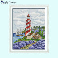 Load image into Gallery viewer, Lighthouse Cross Stitch and Lavender Scenic - AIMDIY