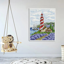 Load image into Gallery viewer, Lighthouse Cross Stitch and Lavender Scenic - AIMDIY