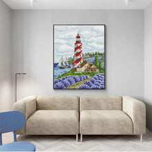 Load image into Gallery viewer, Lighthouse Cross Stitch and Lavender Scenic - AIMDIY