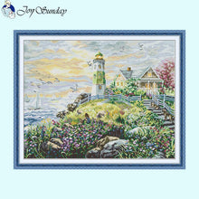Load image into Gallery viewer, Lighthouse by the Sea Joy Sunday Scenery Needlework Kit - AIMDIY