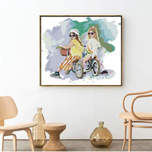 Load image into Gallery viewer, Little Girl on Bicycle DIY Character Pattern Cross Stitch Kits - AIMDIY