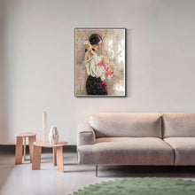 Load image into Gallery viewer, Maiden with Flowers Printed Canvas Needle and Thread Embroidery Kit - AIMDIY