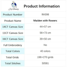 Load image into Gallery viewer, Maiden with Flowers Printed Canvas Needle and Thread Embroidery Kit - AIMDIY