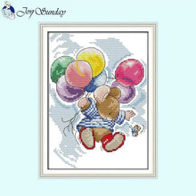 Load image into Gallery viewer, Mouse Fly to the Sky Cartoon Pattern Cross Stitch Kit - AIMDIY