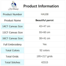 Load image into Gallery viewer, Parrot and Peony DIY Flower Pattern Cross Stitch Kits - AIMDIY